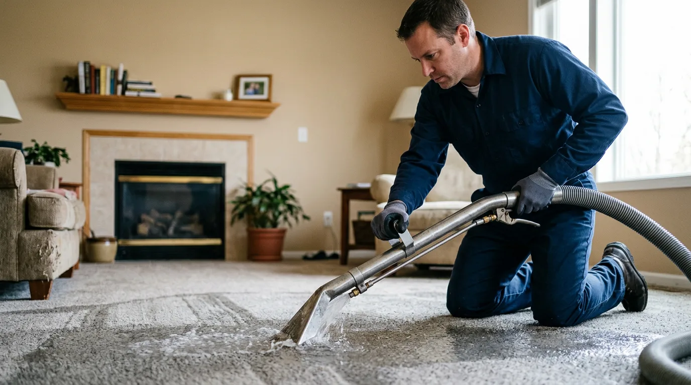 Water damage restoration technician working near Roslindale, MA